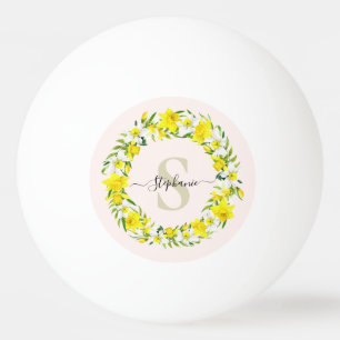 Balle De Ping Pong Jaune blanc Daffodique Garland Nom du monogramme