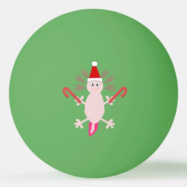 Balle De Ping Pong Joli Axolotl de Noël (Devant)