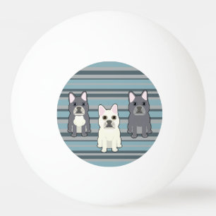 Balle De Ping Pong Joli Bouledogue Français rayé bleu
