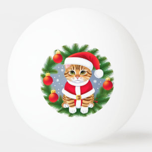 Balle De Ping Pong Joli chat tigré en tenue de Père Noël