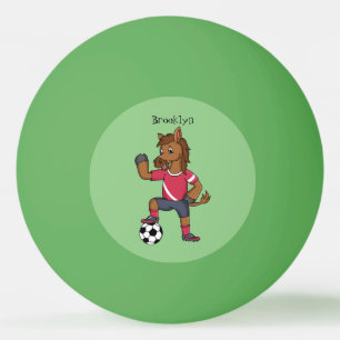Balle De Ping Pong Joli cheval drôle jouant dessin de football