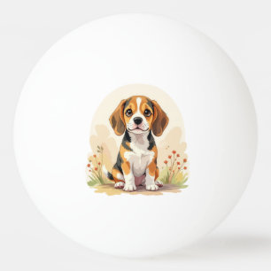 Balle De Ping Pong Joli chiot Beagle tricolore noir, fauve et blanc