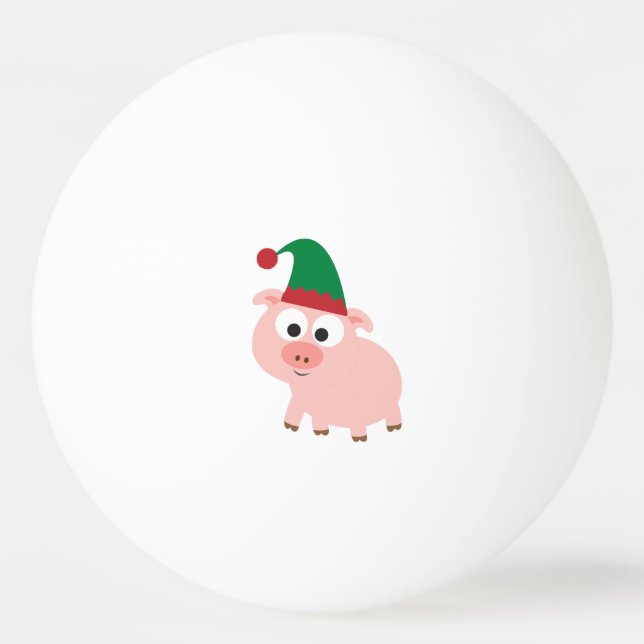 Balle De Ping Pong Joli cochon Elfe de Noël (Devant)