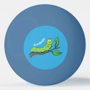 Balle De Ping Pong Joli dessin animé de chenille verte mignonne