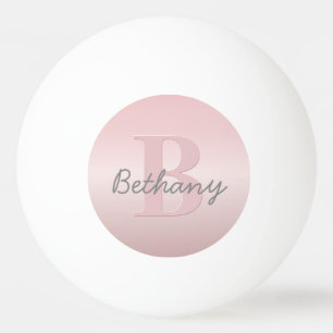 Balle De Ping Pong Joli monogramme rose personnalisable & écriture de