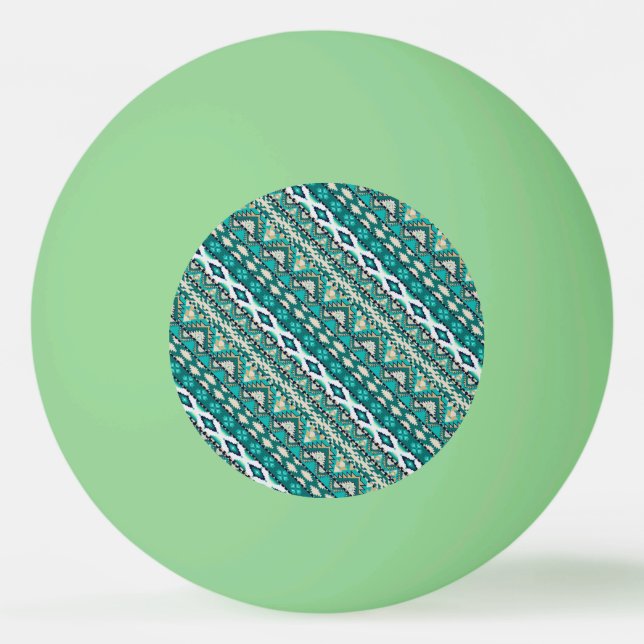 Balle De Ping Pong Joli motif aztèque de design vert mignon (Devant)