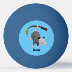 Balle De Ping Pong Joli opossum accroché à la branche dessin animé