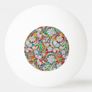 Balle De Ping Pong Joli vintage coloré blanc cachemire motifs rond