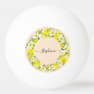 Balle De Ping Pong Jolie aquarelle Daffodil Wreath Personnalisé