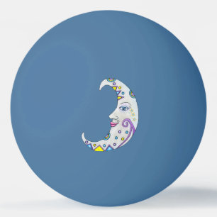 Balle De Ping Pong Jolie Lune Visage Formes Abstraites Plusieurs Coul