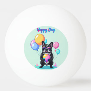 Balle De Ping Pong Jour heureux de Bouledogue français Bouledogue fra