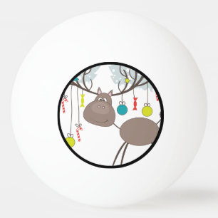 Balle De Ping Pong Joyeuses Fêtes d'hiver de renne