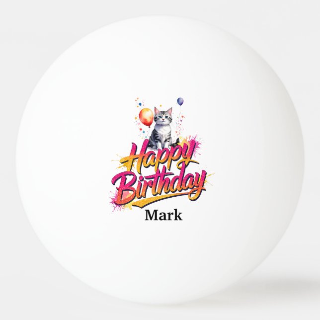 Balle De Ping Pong Joyeux Anniversaire à Vous avec Nom (Devant)