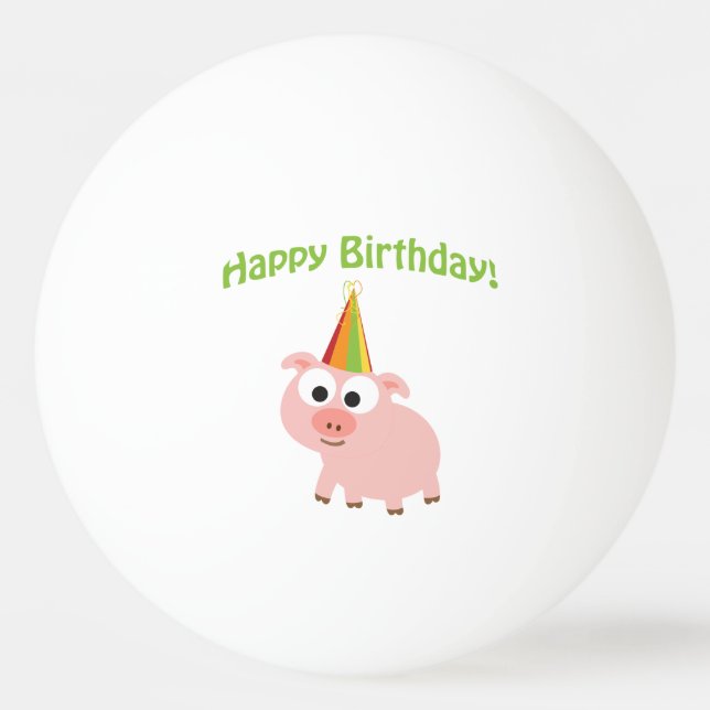 Balle De Ping Pong Joyeux anniversaire ! Cochon mignon (Devant)