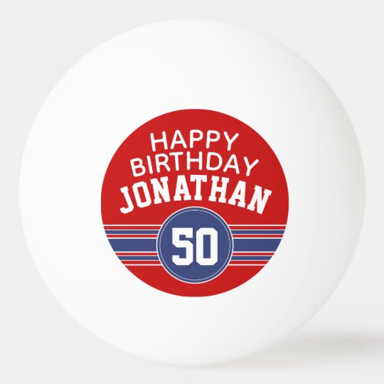 Balle De Ping Pong Joyeux Anniversaire Des Sports Avec L Age Bleu R Zazzle Fr