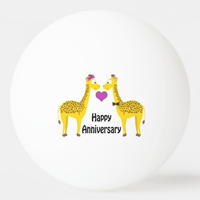Balle De Ping Pong Joyeux Anniversaire Girafes (Devant)