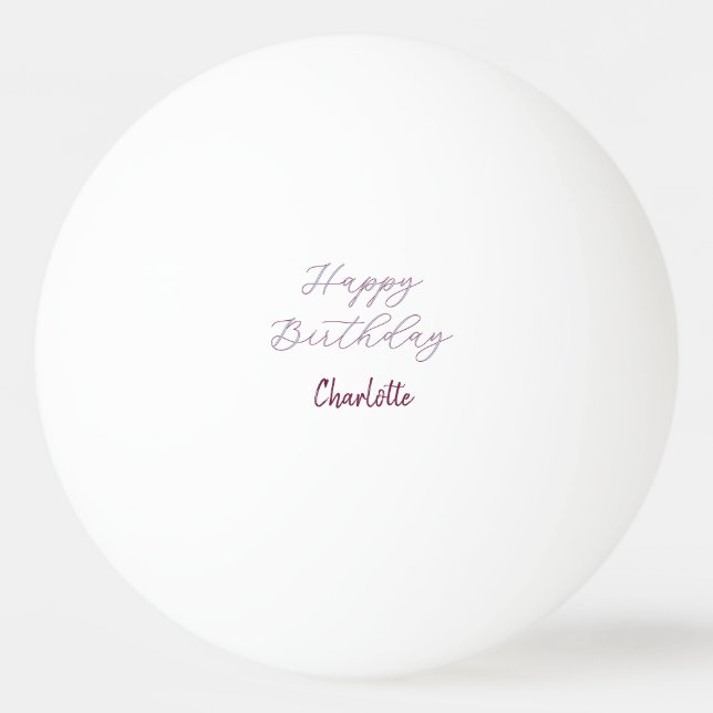 Balle De Ping Pong Joyeux Anniversaire maron bleu gris nom date paste (Devant)