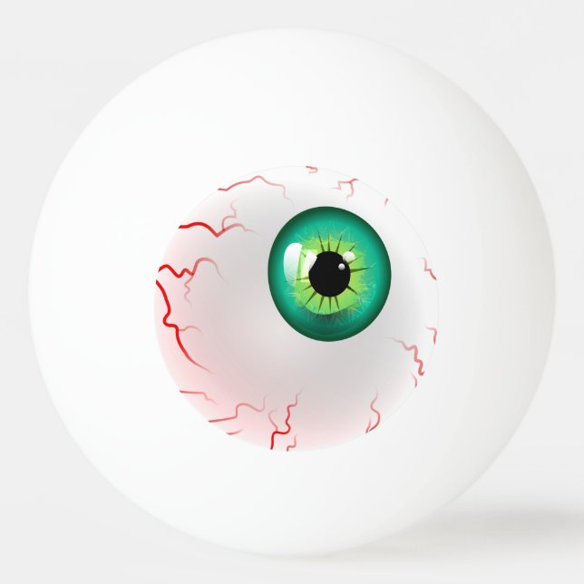 Balle De Ping Pong Joyeux Halloween ! Eyeball vert éffrayant (Devant)