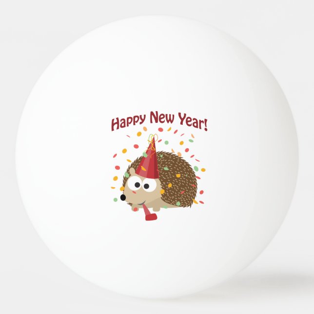 Balle De Ping Pong Joyeux Hérisson du Nouvel An ! (Devant)