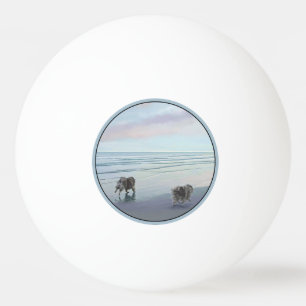 Balle De Ping Pong Keeshonds at the Seashore Peinture Dog Art