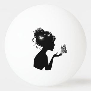 Balle De Ping Pong La femme papillons blancs