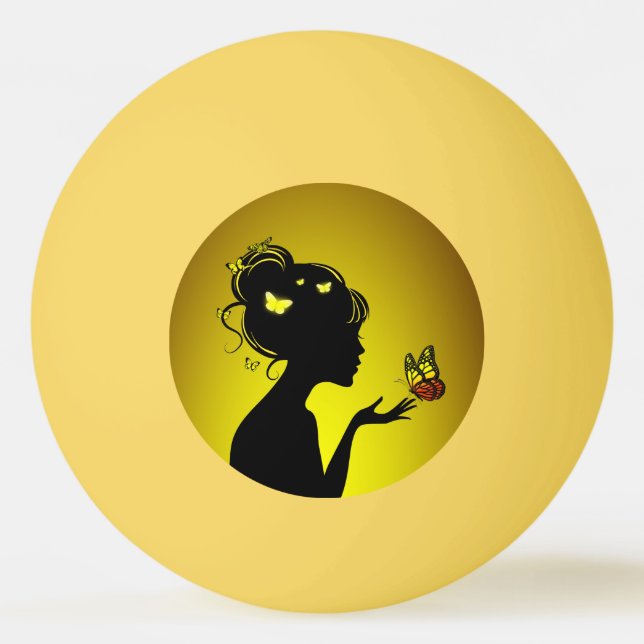 Balle De Ping Pong La femme papillons jaunes (Devant)