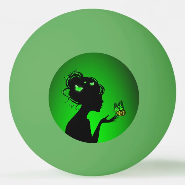 Balle De Ping Pong La femme papillons verts (Devant)