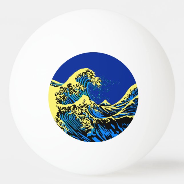 Balle De Ping Pong La grande vague de Hokusai dans le style vibrant (Devant)