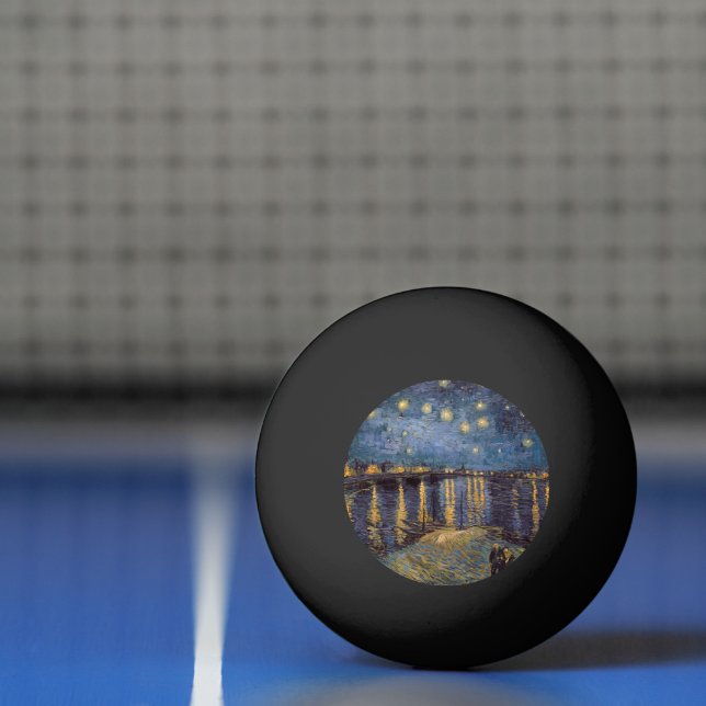 Balle De Ping Pong La Nuit étoilée sur le Rhône de Vincent Van Gogh (Filet)