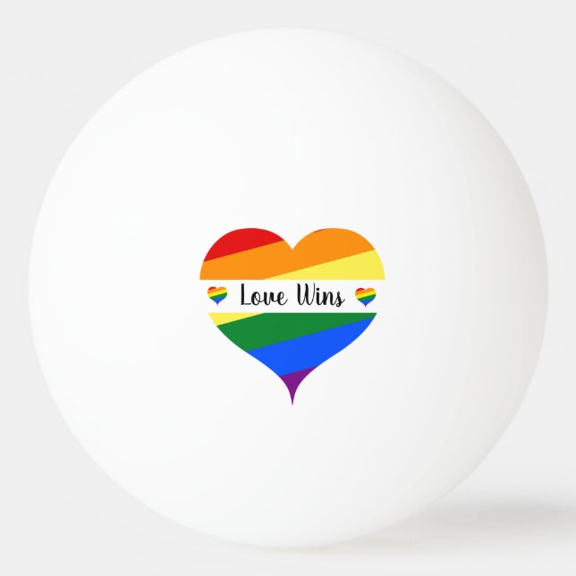 Balle De Ping Pong L'amour gagne Rainbow Hearts (Devant)