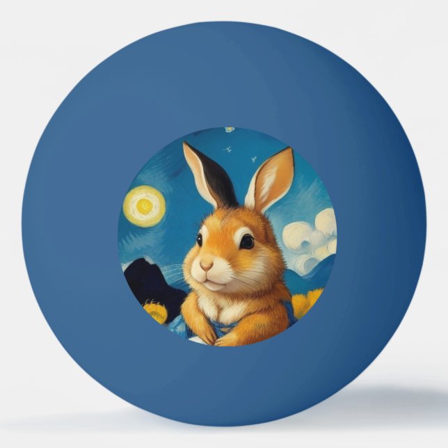 Balle De Ping Pong Lapin de printemps étoilé (Devant)
