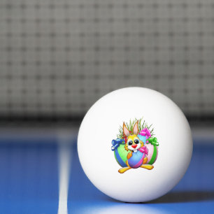 Balle De Ping Pong Lapin drôle mordant un œuf de Pâques