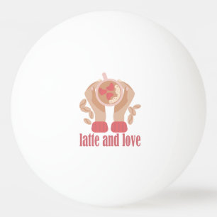 Balle De Ping Pong Latte et coupe d'amour, mains et citation de café
