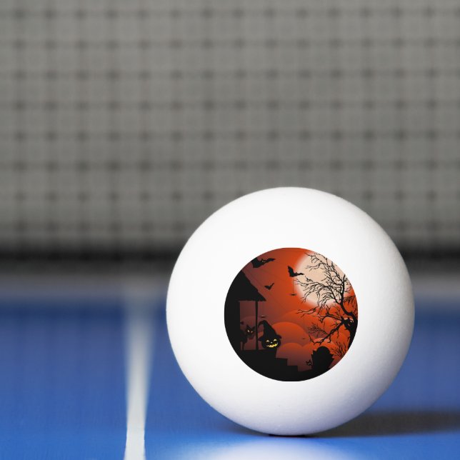 Balle De Ping Pong Le cauchemar de la lune sanglante d'Halloween (Filet)