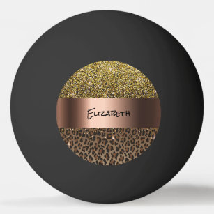 Balle De Ping Pong Leopard motif brun noir bronze nom métallique