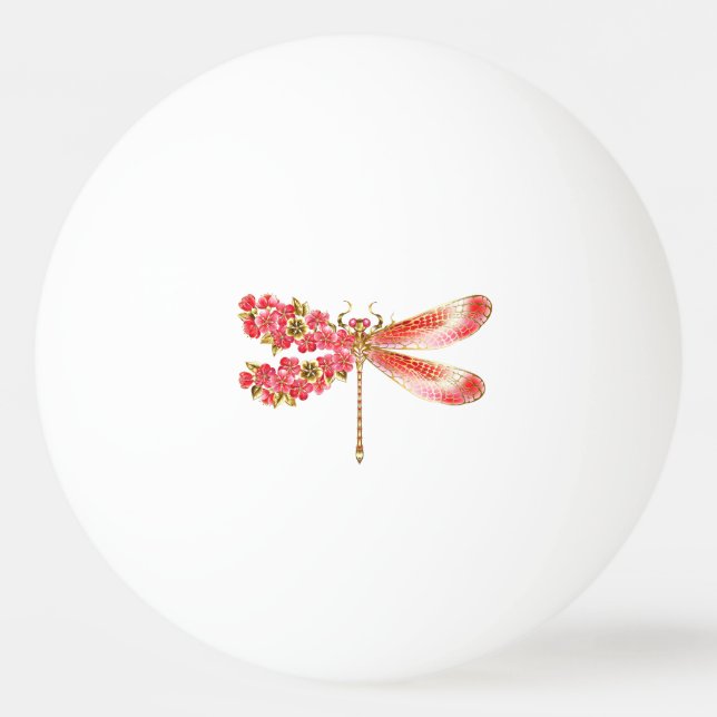 Balle De Ping Pong libellule de fleurs avec sakura de bijoux (Devant)