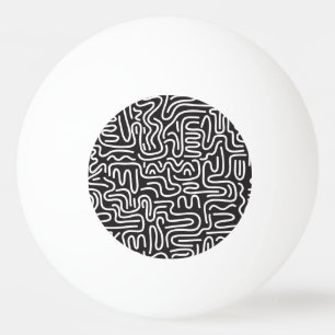 Balle De Ping Pong Lignes ondulées de doodle rétro : Monochrome
