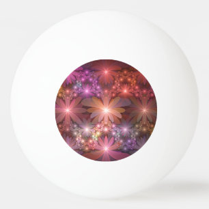 Balle De Ping Pong Lit De Fleurs Coloré Brillant Art Fractal Abstrait