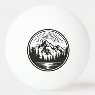 Balle De Ping Pong Logo Aventure Montagne Badge Camping Extérieur