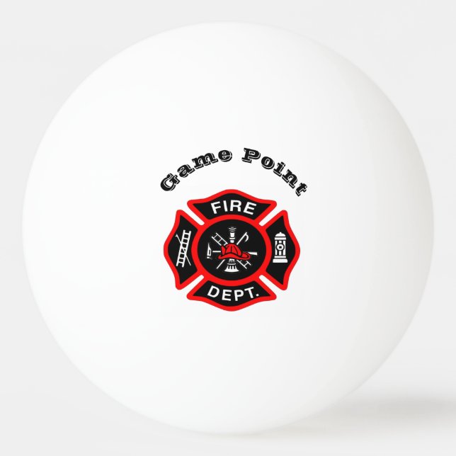 Balle De Ping Pong Logo du service d'incendie Badge noir et rouge (Devant)