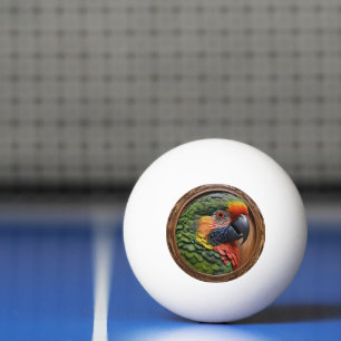 Balle De Ping Pong Lorikeet à arc-en-ciel australien encadré en bois,