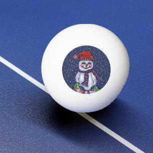 Balle De Ping Pong Lumières de Noël Bonhomme de neige souriant Flocon