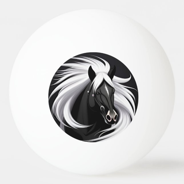 Balle De Ping Pong Magnifique Cheval Noir (Devant)