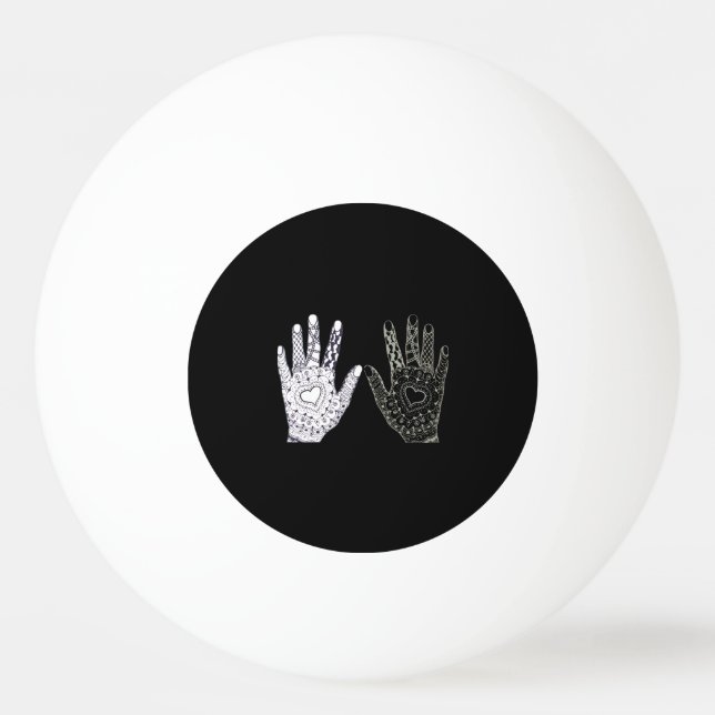 Balle De Ping Pong Mains d'amitié noir et blanc (Dos)