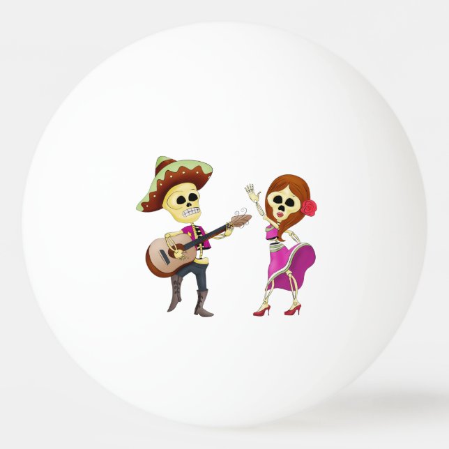 Balle De Ping Pong Mariachi Dancing Couple Day of Dead (Devant)