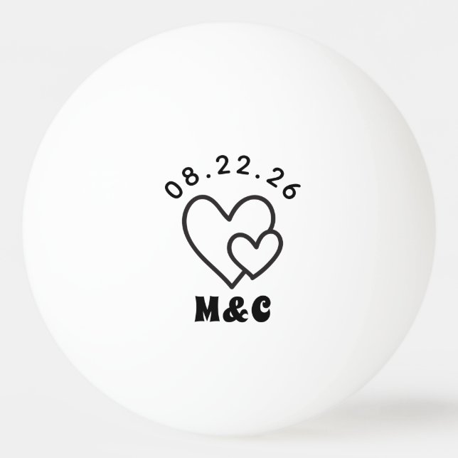 Balle De Ping Pong Mariage de monogramme cardiaque (Devant)