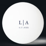 Balle De Ping Pong Mariage des initiales bleu et blanc marine Personn<br><div class="desc">Magnifique ballon de ping-pong bleu marine. Un cadeau parfait pour les jeunes mariés de votre vie!</div>
