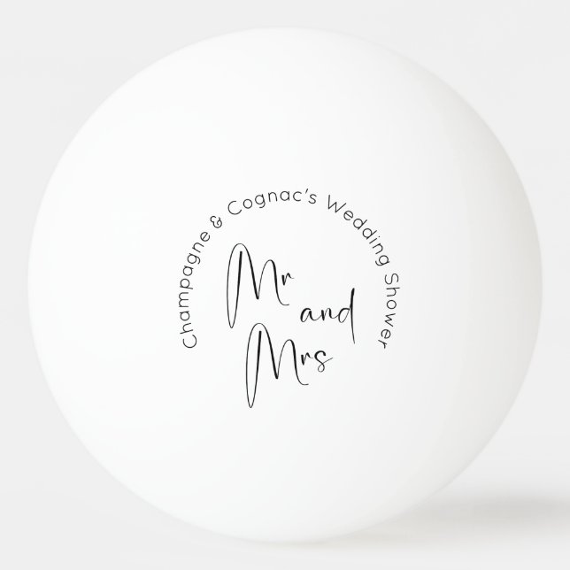 Balle De Ping Pong Mariage Moderne Script Shower Mr et Mme (Devant)
