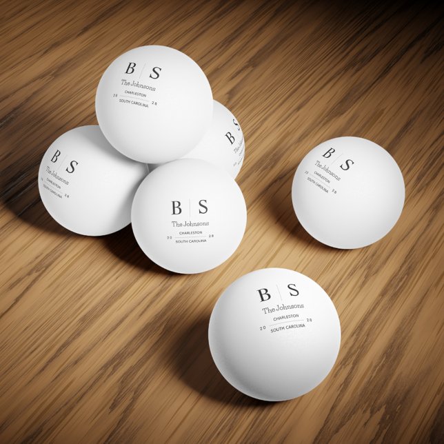 Balle De Ping Pong Mariage Monogramme Personnalisé (Personalized Monogram Wedding Ping Pong Ball)