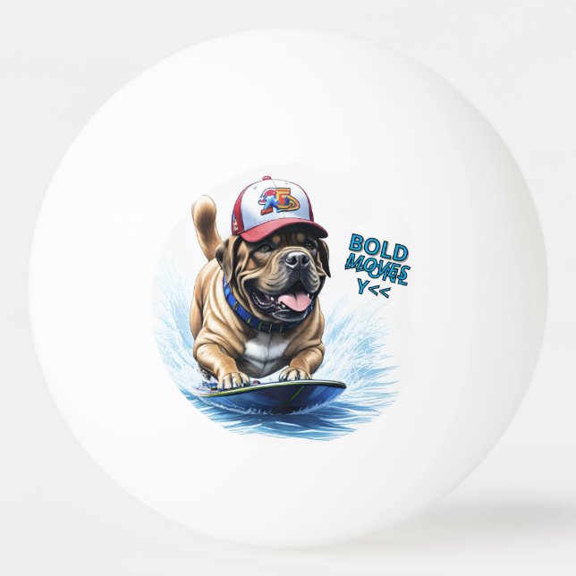 Balle De Ping Pong Mastiff Dogue anglais planche de surf vacances (Devant)